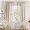 MIULEE Tende Lino Traslucide Arricciato, Bianco Grigio, 140x300cm, 2er | Tende per Interni, Tessuto Leggero, Ideali per Camera da Letto, Soggiorno e Salotto