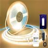 FUIQI Striscia led cob 10 Metri,con comando da telecomando e APP, bianco caldo 2700K,CRI90+,8mm Larghezza,striscia led cob 24V- Ideale per Cucina,Camera da Letto e Sfondo Televisivo