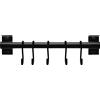 FuninCrea Barra Portautensili Cucina, 30cm Alluminio Porta Mestoli da Cucina con 5 Ganci Mobili, Montaggio a Parete Barra Cucina Portautensili Organizzatore Multiuso con Asta per Cucchiaio (Nero)