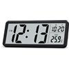 Lafocuse Orologio da Parete Digitale a Batteria Silenzioso, 8.5 Orologio da Tavolo con Numeri Grande, Calendario, Temperatura, Orologio Digitale per Cucina Soggiorno Camera da Letto Ufficio, Nero