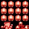 Joycabin 12 luci a LED sommergibili, senza fiamma, mini luci subacquee, impermeabili, piccole luci decorative a LED per acquario, giardino, laghetto, feste di nozze (rosso)