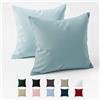 Dreamzie Federe 80x80 Cotone Rinforzato (Set da 2) - Blu Chiaro - Trama Fitta a 57 Fili/cm² - Federe Cuscini 80x80 cm - Federe Cuscino 80x80 Certificate Oeko Tex - Dreamzie
