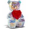 GMM Orsetto Decorativo con Cuore Rosso e Luci LED regolabili, Orso Luminoso come Cristallo Iridescente, Idea Regalo, Allestimento e Decorazione San Valentino 15 CM