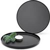 Spetebo Vassoio decorativo per candele, in metallo, nero, 21 cm, set da 2 pezzi, rotondo, con bordo, piatto per candela, vassoio decorativo per Natale, Avvento, tavolo decorativo per regali, decorazione