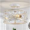 WUZUPS Lampadario a foglia di cristallo 3 luci Vintage Farmhouse Plafoniera industriale semi-incasso Apparecchio di illuminazione moderno Foyer Corridoio Ripostiglio Cucina Bagno, Bianco antico