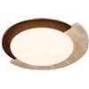 Sedtonmu Plafoniera LED Soffitto Dimmerabile con Telecomando, Stile Wabi-Sabi in Travertino Naturale e Legno Massello, Spettro Completo, 2700-6000 K, Soggiorno e Camera da Letto,Ø45×H10cm