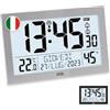 ADE Orologio digitale da tavolo o parete radiocontrollato | display XL | sveglia da comodino grande moderna | grandi numeri | con termometro e igrometro | perfetto per la cucina | argento