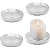 POPAPIE 4 Pezzi Piatto per Candele in Vetro Trasparente,Piattini Portacandele Rotondi,Piattino Porta Candele,Sottobicchieri per Candele Ideali per Matrimonio Decorazione,Casa Festa e Cena