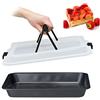 Relaxdays Teglia con Coperchio, Contenitore Rettangolare per Alimenti, con Impugnature, 3in1, LxP 40x33 cm, Nero/Grigio