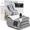 Get Trend Coperta Elettrica Matrimoniale 150x200 cm, Plaid Riscaldante in Pile Sherpa, 9 Livelli, Timer 12 Ore, Riscaldamento Elettrico Rapido, Idea Regalo Cosy (Grigio Chiaro, Doppio EU)