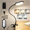 Yuinzin Lampada da Lettura 48 LED Lampada con Pinza 5 Temperature Colore & 10 Luminosità Dimmerabile Lampada da Scrivania 360° Flessibile con Timer, Funzione Memoria e Adattatore per Libro Letto Tavolo 40cm
