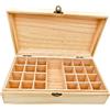Anktily Scatola organizzatore in legno non verniciato, con coperchio/25 scomparti, 27,5 x 15,2 x 8,5 cm, in legno non verniciato, scatola per piccoli ricordi, gioielli, porta bustine di tè