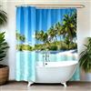 YISURE Tenda da doccia fantasia spiaggia mare oceano 240 x 200 cm | in tessuto resistente alla muffa, lavabile in lavatrice, con 16 occhielli in metallo, 240 cm di larghezza x 200 cm di altezza