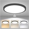 Yafido 24W 3 Tonalità Luce Plafoniera LED Soffitto Crepuscolare con Sensore di Movimento, Radar IP44 Lampada con Sensore di Movimento Interno, Motion Sensor Ceiling Light Indoor per Corridoio Scale
