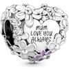 PANDORA Ciondolo Moments a forma di cuore in argento Sterling con smalto rosa e viola