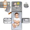 Baby Dyoli Fasciatoio portatile XL. Il fasciatoio per pannolini è una borsa smontabile con 6 tasche come una trousse per gli articoli del bebè. Impermeabile, (Pack Extra (Gris))