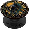 Solarpunk Clean Energy Aquarium Designs Art Nouveau Betta Pesce Raggi Sole Foglie PopSockets PopGrip Adesivo