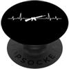 Gun Lover Shooting Gifts Pistola battito cardiaco ECG divertente appassionati di tiro design PopSockets PopGrip Adesivo