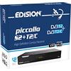EDISION PICCOLLO S2+T2/C Decoder Combo HD, Ricevitore Digitale satellitare e terrestre Full HD DVB-S2 DVB-T2 DVB-C H265 HEVC, 2xUSB, HDMI, RCA, LAN, CI, Supporto USB WiFi, Telecomando Universale 2in1