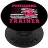 Funny Fitness Gym Quotes & Personal Trai Personal Trainer Fitness Gym Trainer Patriottica Bandiera degli Stati Uniti PopSockets PopGrip Adesivo