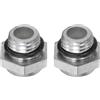 QUARKZMAN 2Pz Vetro Spia Olio Compressore Aria 12 x 1.5mm Filettatura Maschio Indicatore Plastica Livello Vista Liquido Lega Alluminio Testa Esagonale Finestra con O-Ring Raccordi, Argento