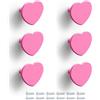 Poliplast - Set da 6 Maniglie, Design a Cuore, Modello 313, per Bambini, Verniciato a mano, Colore Fucsia