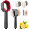 VeftBltrem Filtersonic - Soffione doccia 3 in 1, con 2 spazzole magnetiche per la pulizia e filtro al carbone attivo, filtro rimuove cloro, calcare, batteri e metalli pesanti (grigio)