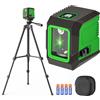 Lusweimi Livella Laser 360° con Treppiede da 127 cm, Linee Incrociate Autolivellanti Verdi, Utensile Orizzontale e Verticale per Appendere Quadri, Ristrutturazione Casa - Pile AA e Custodia Incluse
