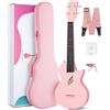 Enya Nova U 23 - Ukulele Cut-Out in Fibra di Carbonio (Concerto), rosa | Set Starter con Custodia, Tracolla, Capotasto e Corde - Impermeabile, Ideale per Principianti Adulti