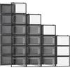 SONGMICS Scatole per Scarpe, Contenitori per Scarpe, Organizzatori Portascarpe Pieghevoli e Impilabili, Fino alla Taglia 43, Set di 18, Trasparente e Nero Inchiostro LSP066B18