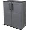 Dmora - Armadio da esterno Mol, Mobile balcone multiuso, Armadietto outdoor a 2 ante, 100% Made in Italy, 68x37h84 cm, Finitura quadri, Grigio e Nero