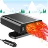 nuluxi Riscaldamento per auto, 2 in 1, termoventilatore per auto, 12 V, 200 W, girevole a 360°, scongelatore per auto, riscaldamento rapido per parabrezza, riscaldamento rapido (nero)