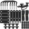 Jiavlyx 4 Pezzi Fissaggio Per Box Da Tetto, Universale Kit Di Montaggio Per Box Da Tetto, Morsetti A U Per Box Tetto, Larghezza Interna Di 85mm, Con 8 Dadi Di Bloccaggio Per Impieghi Gravosi E 2 Bende