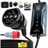 DREAMDASH Colonnina Ricarica Auto Elettrica 11kW Trifase Tipo 2 CEE 16A 5 pin Cavo 7m | Certificato TUV, Corrente Regolabile 6-16A, Ricarica Programmata 1-10 ore, IP67 Schermo Wallbox, Caricatore -25℃ a 55℃
