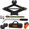 VERDA Cric a pantografo 2,5 T (2500 kg), 110-420 mm, 2x gomma, cric con chiave per dadi ruota, chiave a cricchetto, piastra in acciaio allargata, borsa, Car Jack Auto SUV MPV