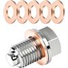 Bogoro Tappo Scarico Olio Magnetico Acciaio inox con 5 Rondelle Rame, Tappo Coppa Olio Auto Moto, Magnete Neodimio Protezione Motore (M12X1.25)