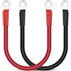 URAQT Cavo Batteria, 2 Pezzi 16mm² 30cm Cavo Batteria Auto, 5AWG Cavo della Batteria dell'Auto, Cavi Inverter Batteria con Occhielli per Energia Solare, Auto, RV, Marine