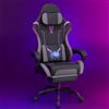 Soontrans Sedia da Gaming con Massaggio KJ433 Sedia Gaming con Poggiapiedi e Cuscino e Poggiatesta, Reclinabile 135°, Pelle Sintetica (Grigio-Viola)