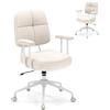 HOMASIS Sedia da Ufficio Ergonomica Regolabile in Altezza, Poltrona Imbottita con Ruote Girevoli, Seduta Comoda, Schienale Reclinabile, Sedia da Scrivania per Studio, Portata di 150 kg (Beige)