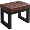 IBUYKE 16" Piccolo Poggiapiedi Ottomano, Sgabello Rettangolare in Pelle PU con Sedile Imbottito e Gambe in Metallo, Poggiapiedi Ottomano Moderno per Poltrona Camera da Letto Soggiorno, Nero WBD026B
