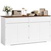 Xbro Credenza Cucina Grande 140 cm, Mobile Cucina con 4 Ante e 2 Cassetti, Madia Soggiorno Moderna con Ripiani Regolabili, Mobile Contenitore Multiuso per Cucina e Sala da Pranzo, Legno Naturale