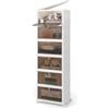 GIANTEX Scarpiera pieghevole, organizer per scarpe con porte magnetiche trasparenti e ruote universali bloccabili, contenitore in plastica per scarpe (6 livelli)