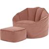 icon Sirena Velluto Pouf Poltrona e Poggiapiedi e Riempimento, Rosa | Prodotto in Europa, Pouf Sacco Adulti, Tessuto Velluto Morbido, Pouf Poltrona per Camera da Letto e Soggiorno
