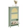 SoBuy Scarpiera Salvaspazio - 3 Ante Ribaltabili 62x25x121,5cm Ingresso | Scarpiera Ingresso In MDF Con Ante In Rattan, Antiribaltamento, 12 Paia, Per Piccoli Appartamenti, Verde Giallo, FSR222-GR