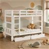 BLSYHDH Letto a castello 90x200, letto per bambini con scala e 2 cassetti, letto a castello funzionale per adolescenti con rete a doghe, letto a castello per bambini. Il letto a castello può essere