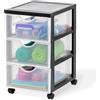 Iris Ohyama Cassettiera in Plastica con ruote, 3 Cassetti Piccoli, Nero, Maniglie facili da tirare, Organizzatore, Per Camera Da Letto, Bagno, Scuola e Ufficio, Senza BPA, Contenitore, DDDC-003