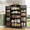MSMOK Armadio da cucina 120 x 60 x 40 cm, con sensore LED, sala da pranzo o soggiorno, nero, grande armadio a 2 ante con ripiani regolabili e ripiani per porte, adatto per cucina