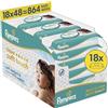 Pampers Aqua Soft Touch - Salviette umidificate per neonati, 18 confezioni da 48 salviettine umidificate per bambini, consistenza morbida e lozione con acqua al 99%