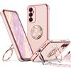 XYZ Cover per Samsung Galaxy A56 5G con Cordino, Rosa | Custodia con Doppio Anello a Forma di Cuore e Supporto - Custodia Protettiva Lussuosa per Ragazze e Donne