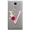 Mixroom - Cover Custodia Case In TPU Silicone Morbida Sfondo Trasparente Per HUAWEI ASCEND MATE 7 Fantasia Iniziali Lettera V Rosa